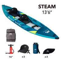 Надувной каяк 412x90см, насос, сиденья, киль,  рюкзак, сумка, до 180кг Aqua Marina Steam-412 Versatile ST-412