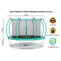 Батут с защитной cеткой Perfetto Sport Premium Moving 10", d300см, зелёный