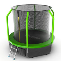 Батут с внутренней сеткой и лестницей EVO Jump Cosmo 8ft + нижняя сеть, зеленый