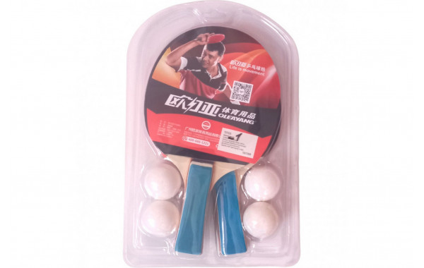 Набор для настольного тенниса Sportex 2 ракетки 4 шарика T07530-0 голубой 600_380