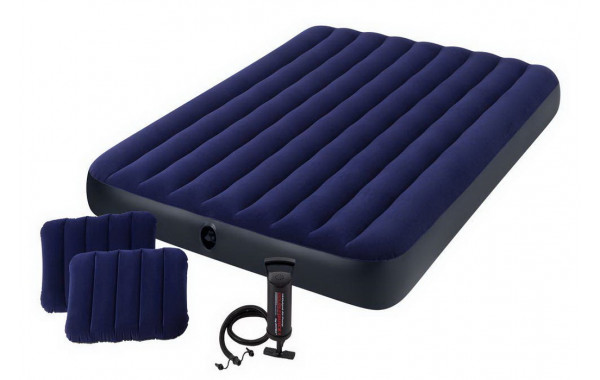 Надувной матрас Intex Classic Downy Airbed Fiber-Tech, 152х203х25см с подушками и насосом 64765 600_380