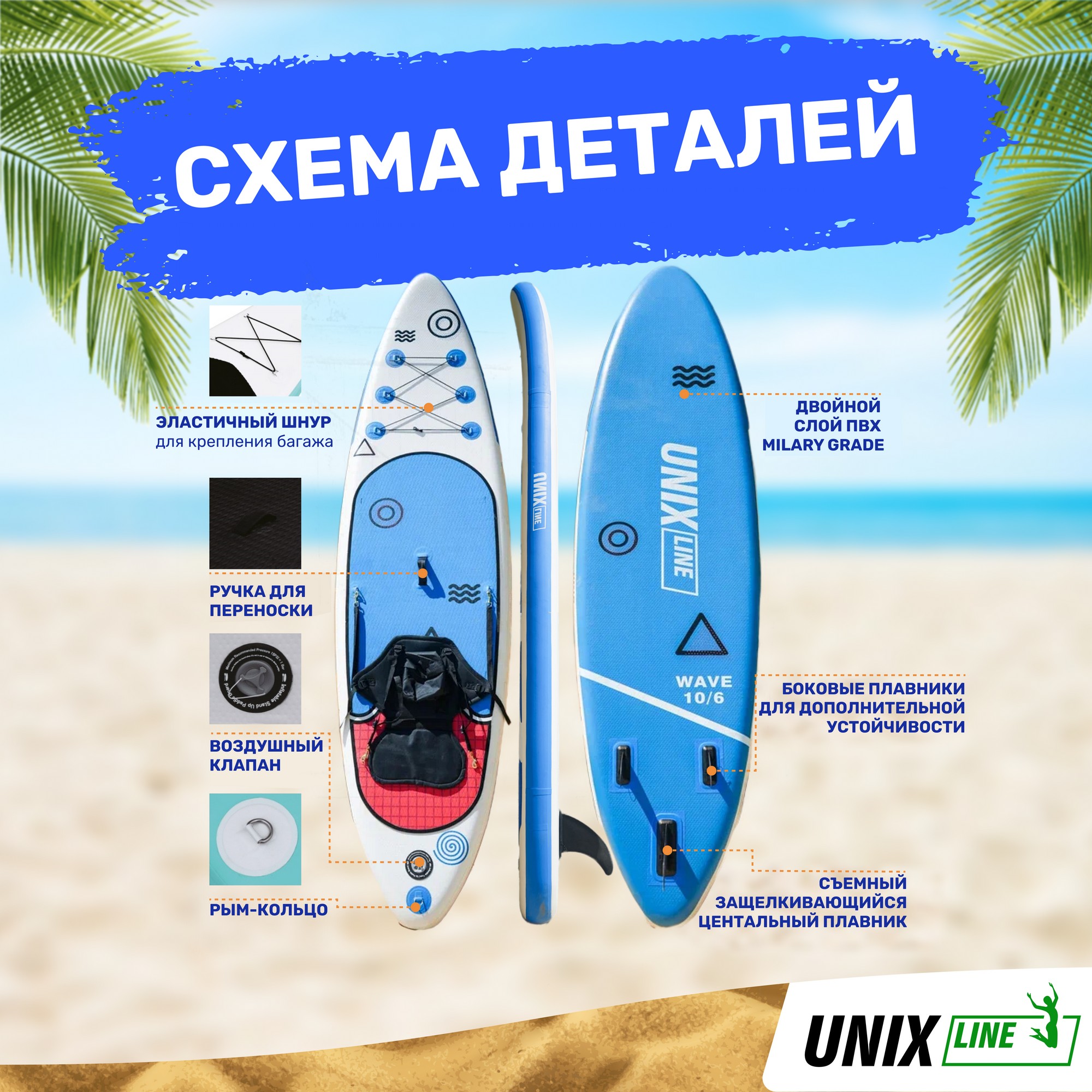 SUP-борд Unix Line Deep Sea (320 cm) + сиденье SUPUDS32 2000_2000