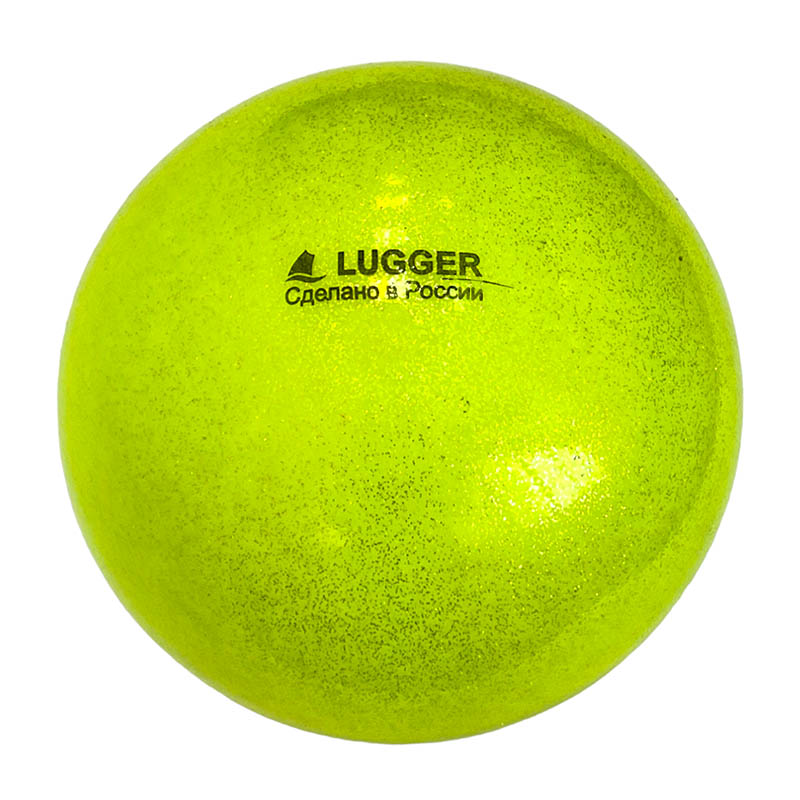 Мяч для художественной гимнастики Lugger однотонный d=19 см (желтый с блестками) 800_800