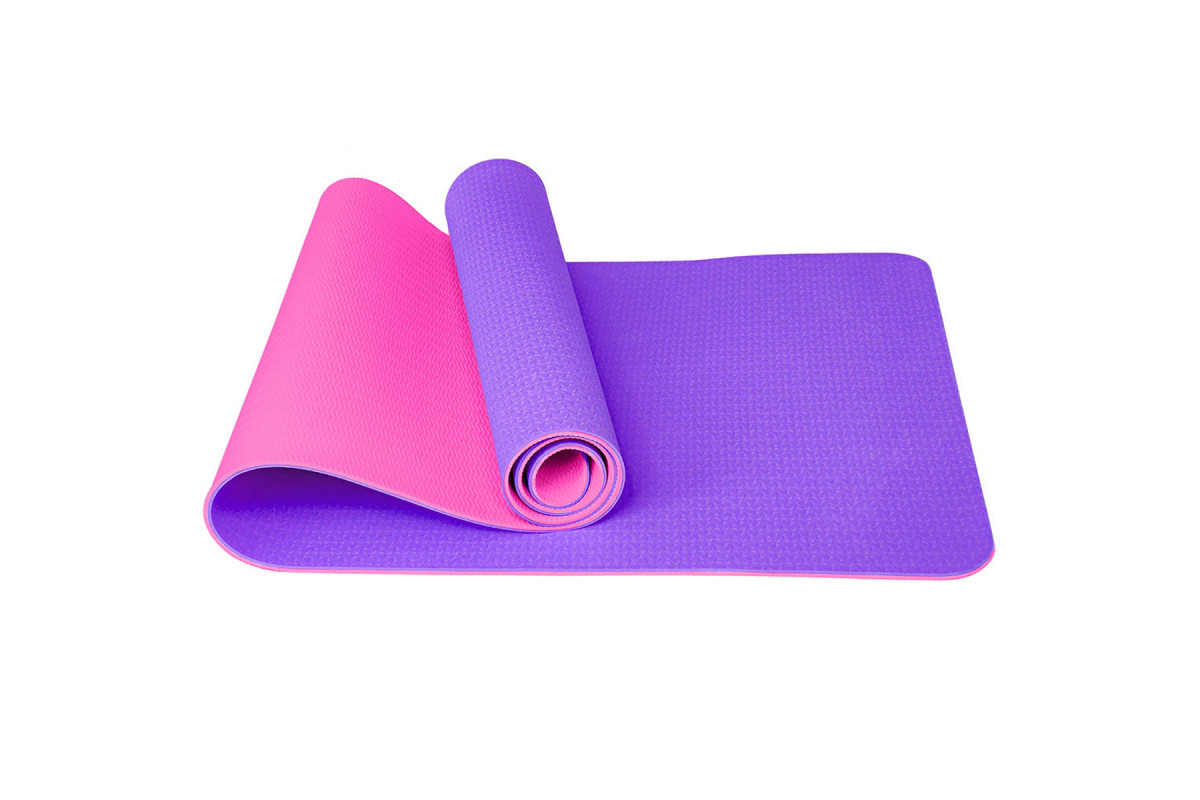 Коврик для йоги ТПЕ 183х61х0,6см Sportex E42688-5 фиолетово\розовый 1200_800