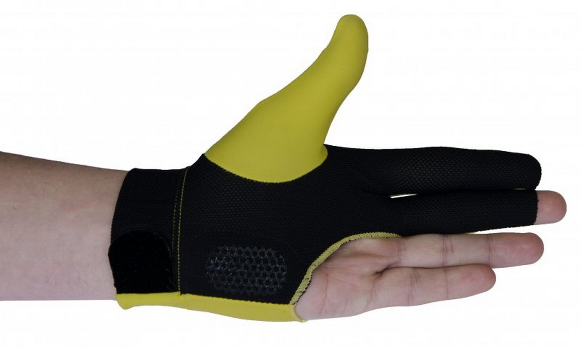 Перчатка бильярдная Ball Teck MFO (черно-желтая, вставка замша), защита от скольжения 45.251.03.6 1172_700