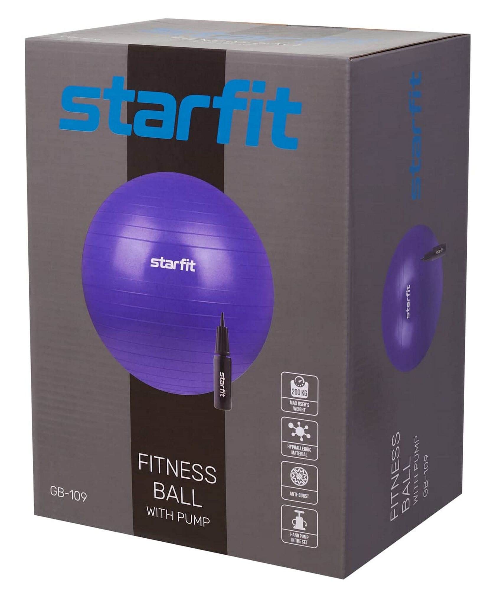 Фитбол d55см Star Fit антивзрыв, 900 гр, с ручным насосом GB-109 персиковый 1667_2000