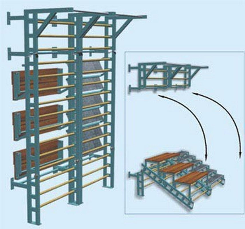 Гимнастическая стенка, трансформирующаяся в трибуну Hercules 3306 856_800