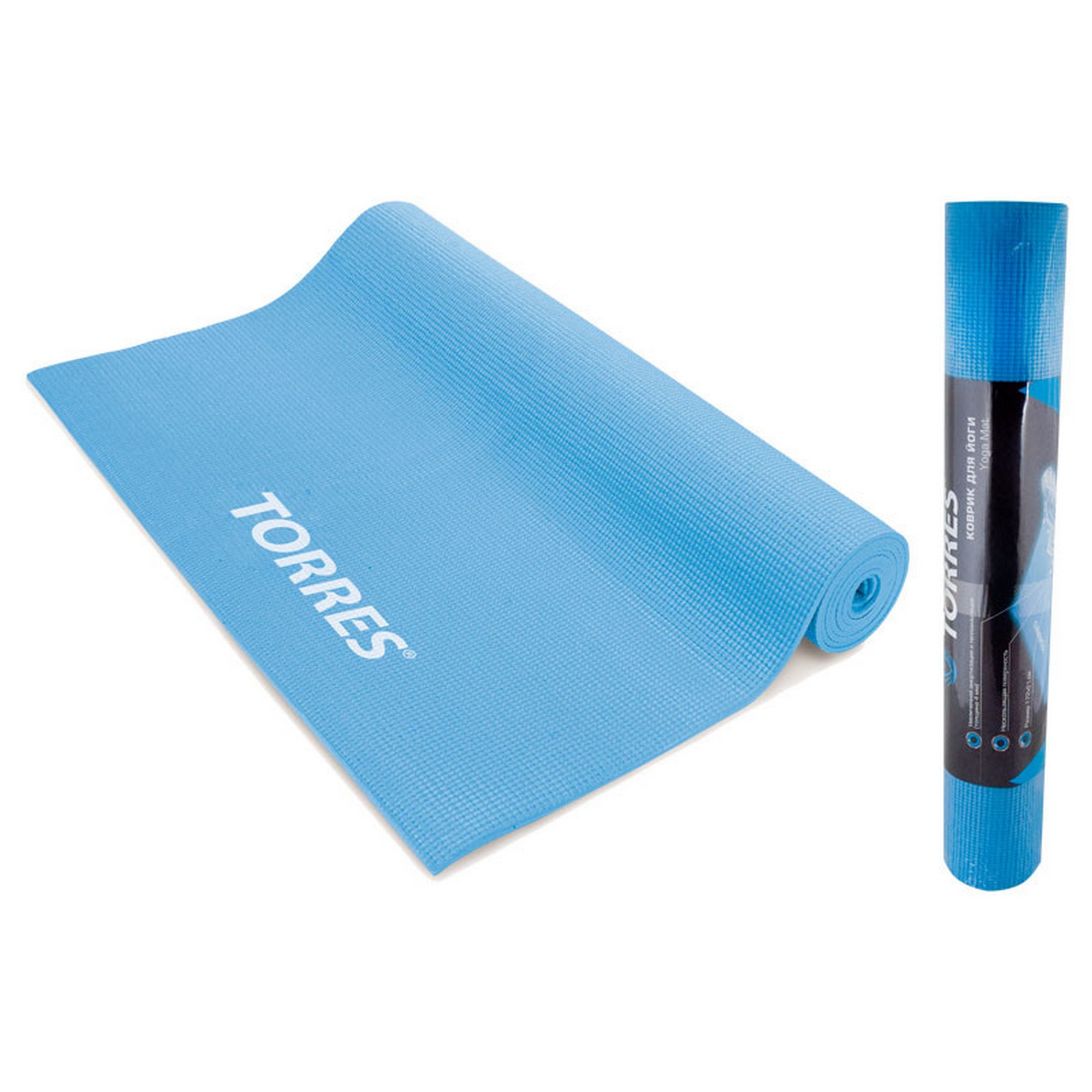 Коврик для йоги Torres Basis 3 PVC 3 мм, нескользящее покрытие YL10023 голубой 2000_2000