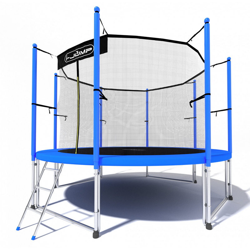 Батут i-Jump Classic 10FT 306 см с нижней сетью и лестницей синий 800_800